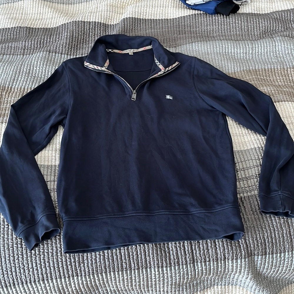 Burberry London Navy Quarter zip sweater pullover . Size medium